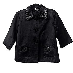 Sequined Black Satin/Taffeta Jacket by Christine Alexander